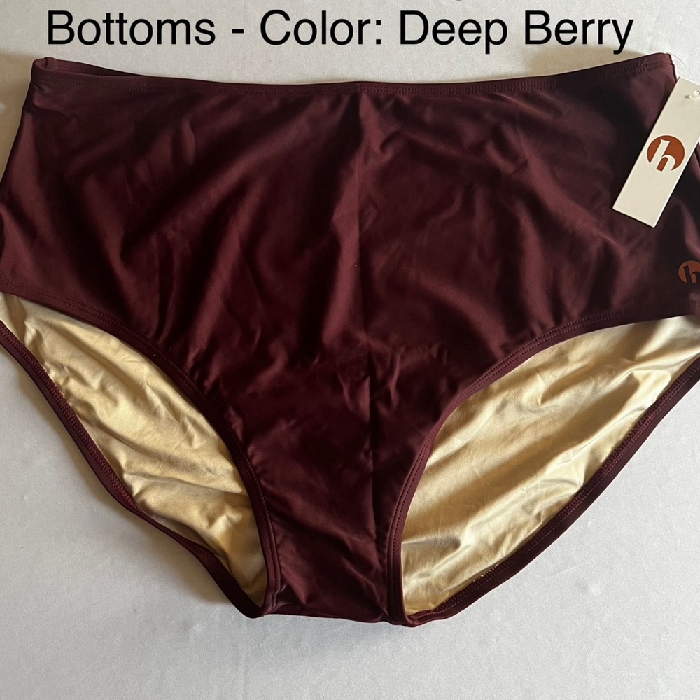 HONEY MARK High-Waisted Swim Bottoms -Deep Berry- NWT
